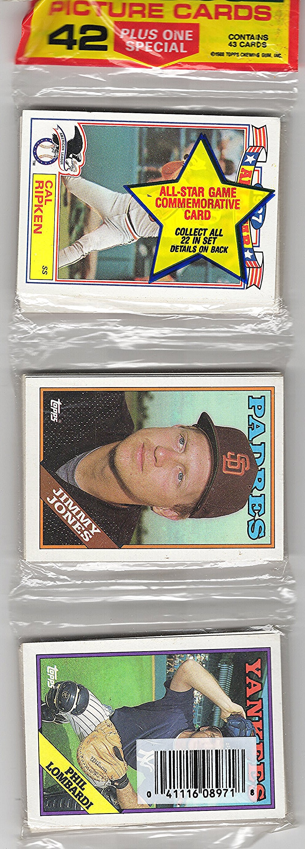 1988 Topps Baseball Cards Hanger Rack Pack - 42 Sports Cards Plus 1 Special Card You Receive the (1 of 2)