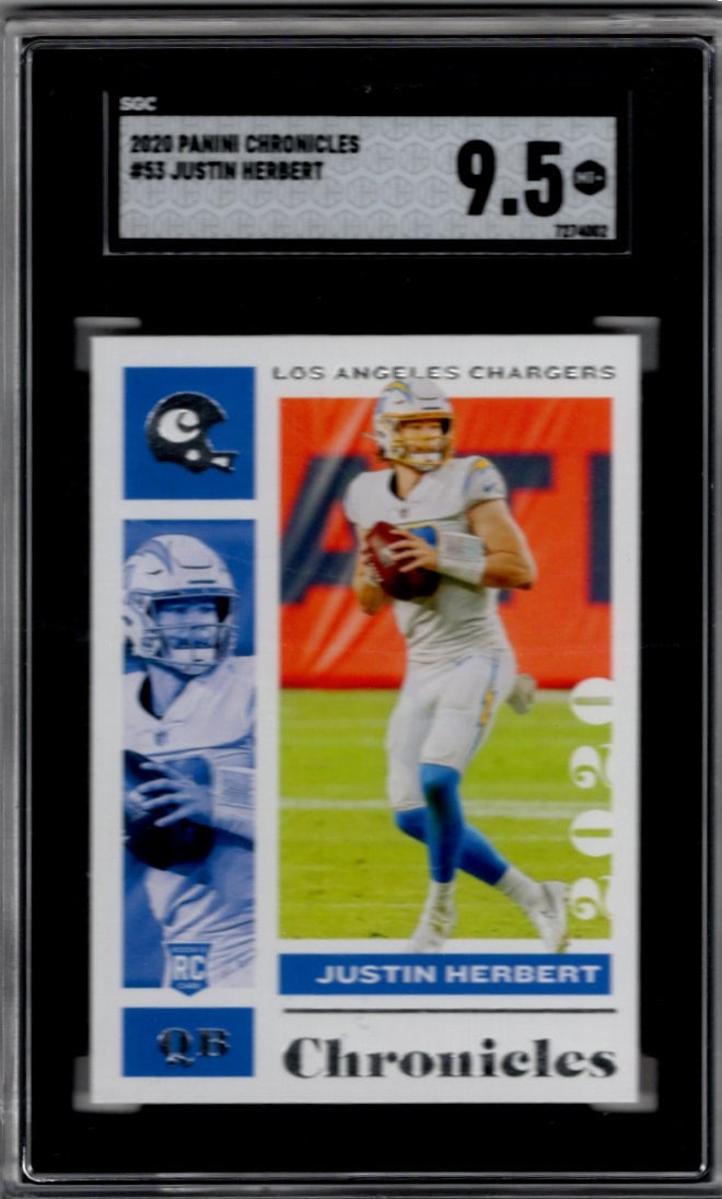 Justin Herbert Rookie Card 2020 Chronicles #53 SGC 9.5 Los Angeles Chargers (1 of 2)