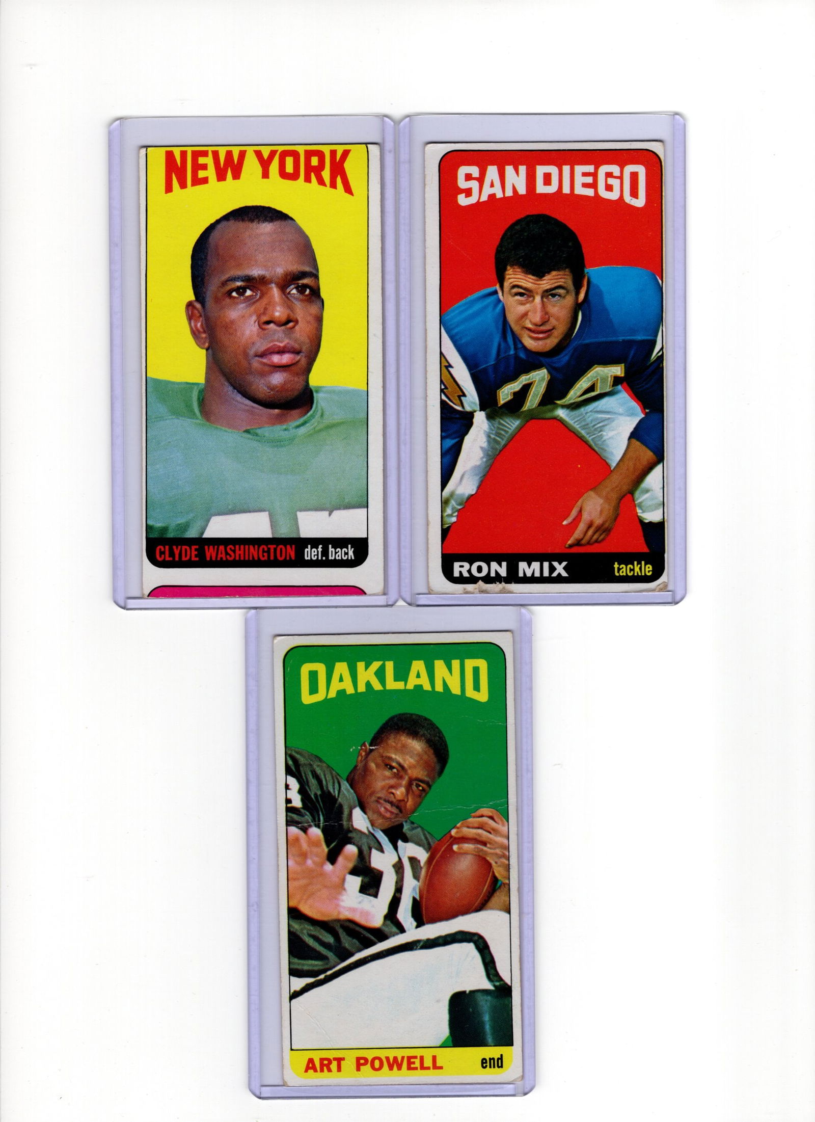 Lot of 3 1965 Topps Tall Boy Football Cards. All Different (1 of 2)