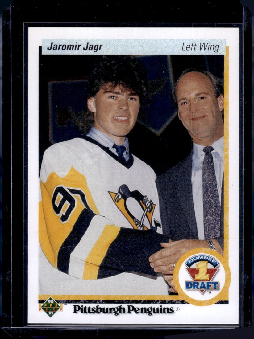 Jaromir Jagr Rookie Card 1990-91 Upper Deck #356 Pittsburgh Penguins: Upper Deck Vintage NHL Hockey Trading & Sports Cards, Old Sports Cards for Sale Near Me, Stanley Cup & Hall of Fame Players, Valuable Auction Memorabilia Lots for Sale On Line