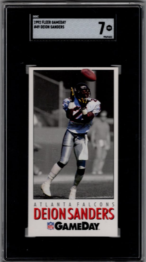 Deion Sanders 1992 Fleer Gameday #49 SGC 7 Atlanta Falcons (1 of 2)