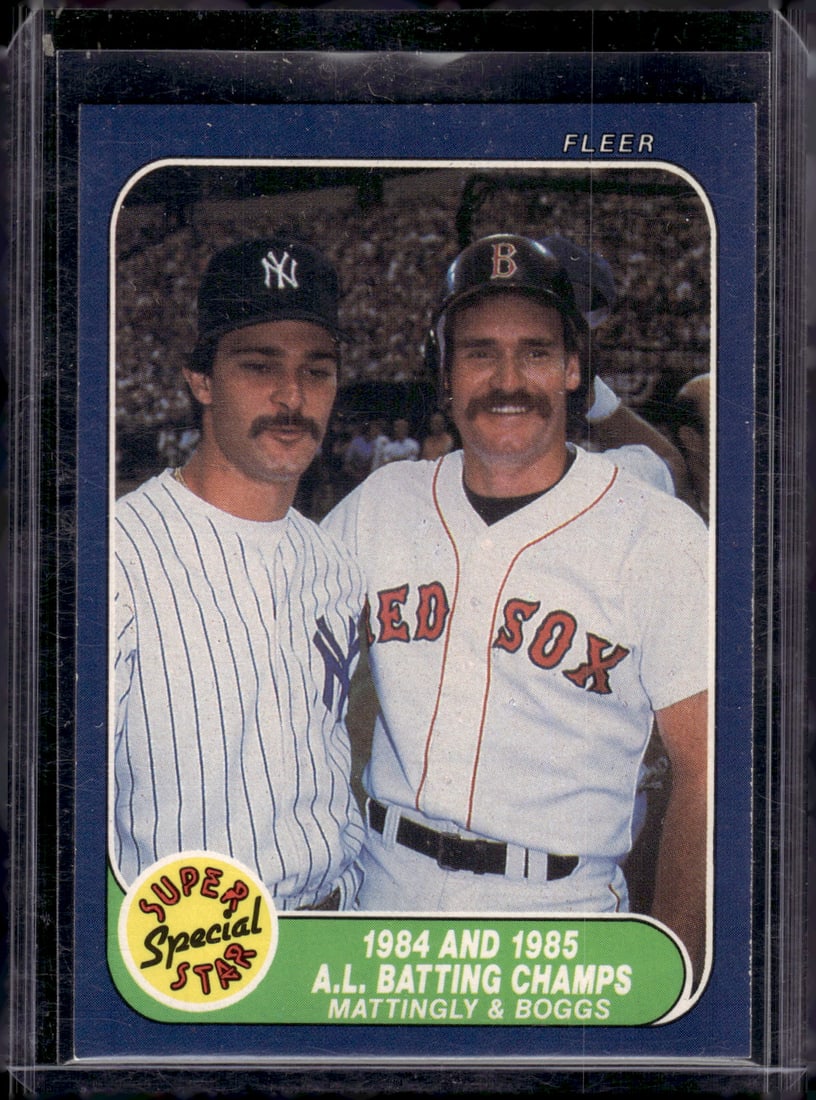 Don Mattingly/Wade Boggs 1986 Fleer #639: Fleer Vintage Baseball MLB Trading & Sports Cards, Old Sports Cards for Sale Near Me, Auction Memorabilia Lots for Sale On Line, World Series & Hall of Fame Players