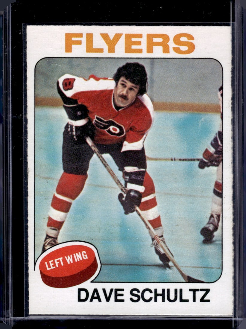 Dave Schultz 1975-76 O-Pee-Chee #147 Philadelphia Flyers: O Pee Chee Vintage NHL Hockey Trading & Sports Cards, Old Sports Cards for Sale Near Me, Stanley Cup & Hall of Fame Players, Valuable Auction Memorabilia Lots for Sale On Line