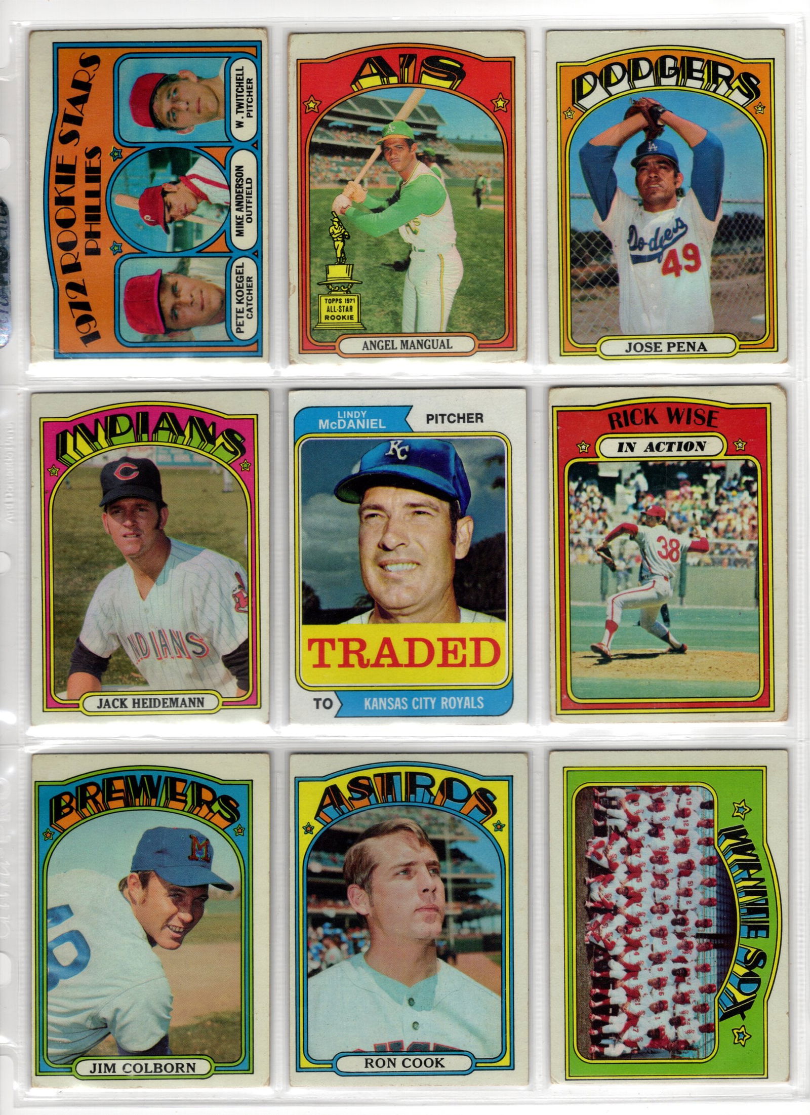 Lot of 9 1972 Topps Vintage Baseball Cards. All Different, See Pictures For Condition (1 of 2)