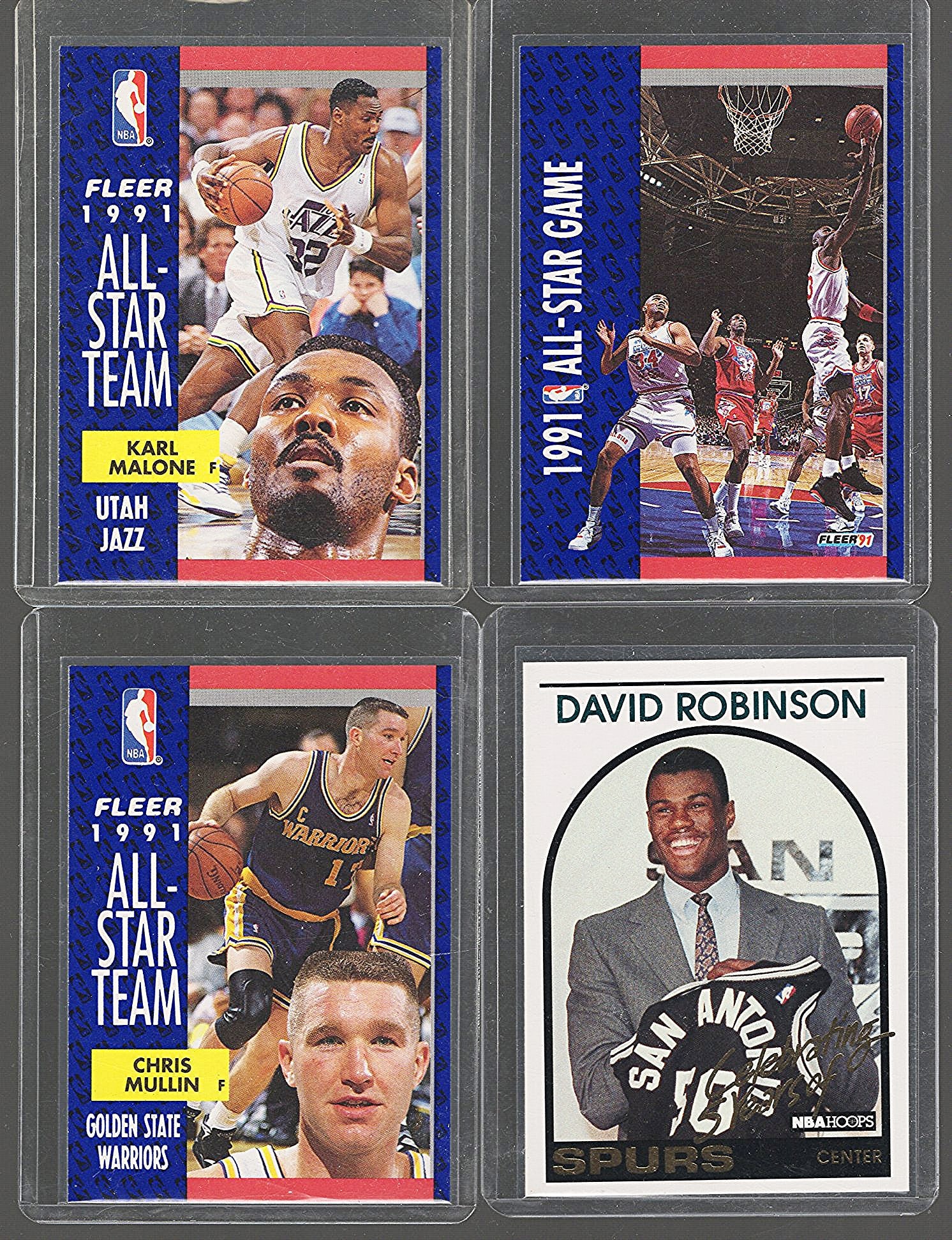 4 - NBA Trading Cards 3 Fleer '91 All-Star Game & David Robinson NBA Hoops Basketball Cards (1 of 2)