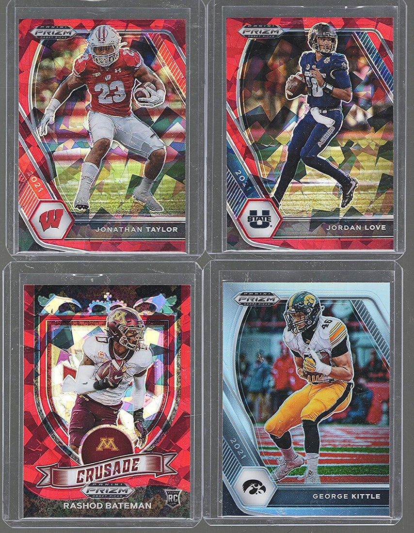 4 - 2021 Panini Prizm Draft Picks Red Cracked Ice & Silver Prizms: Jonathan Taylor, Jordan Love (1 of 2)