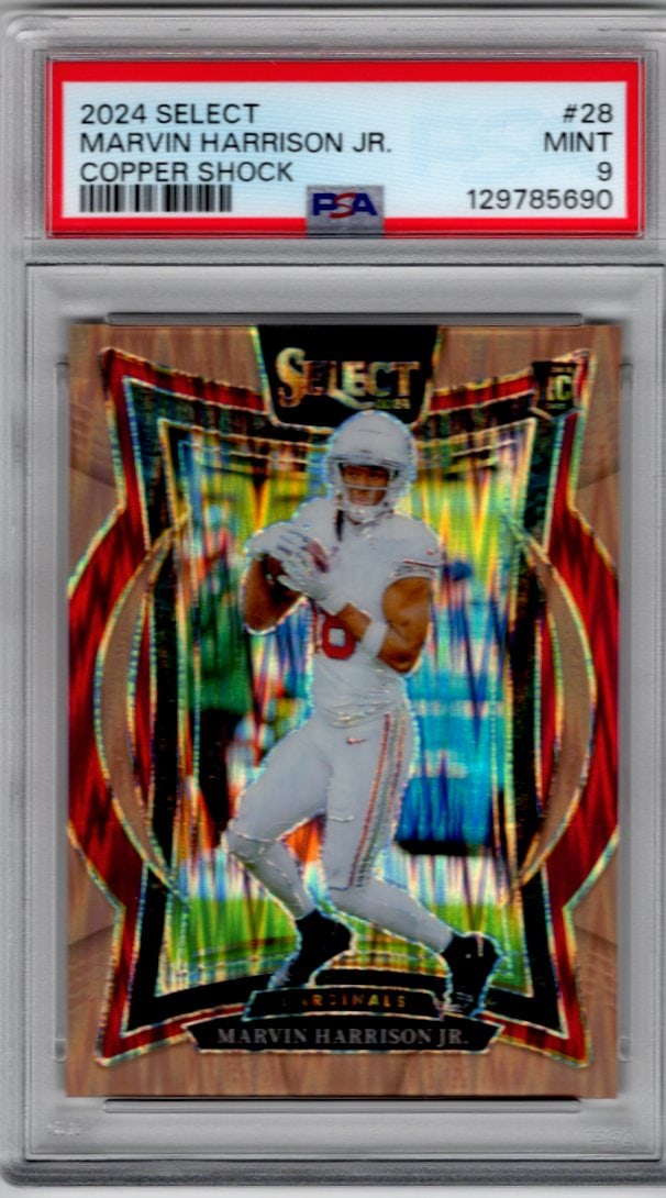 Marvin Harrison Jr. Rookie Card Cooper Shock /299 2024 Select #28 PSA 9 Cardinals (1 of 2)