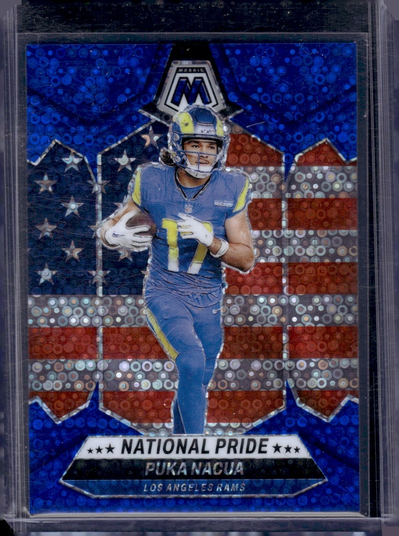 Puka Nacua Blue No Huddle Prizm /75 2024 Mosaic #264 Los Angeles Rams: Panini Select, Prizm, Mosaic, Contenders, Zenith, Phoenix, Illusions, Absolute, Rookie NFL Sports Trading Cards, SP, SSP, Cards, Football Cards for Sale Near Me, Superbowl & Hall of Fame Player Cards,