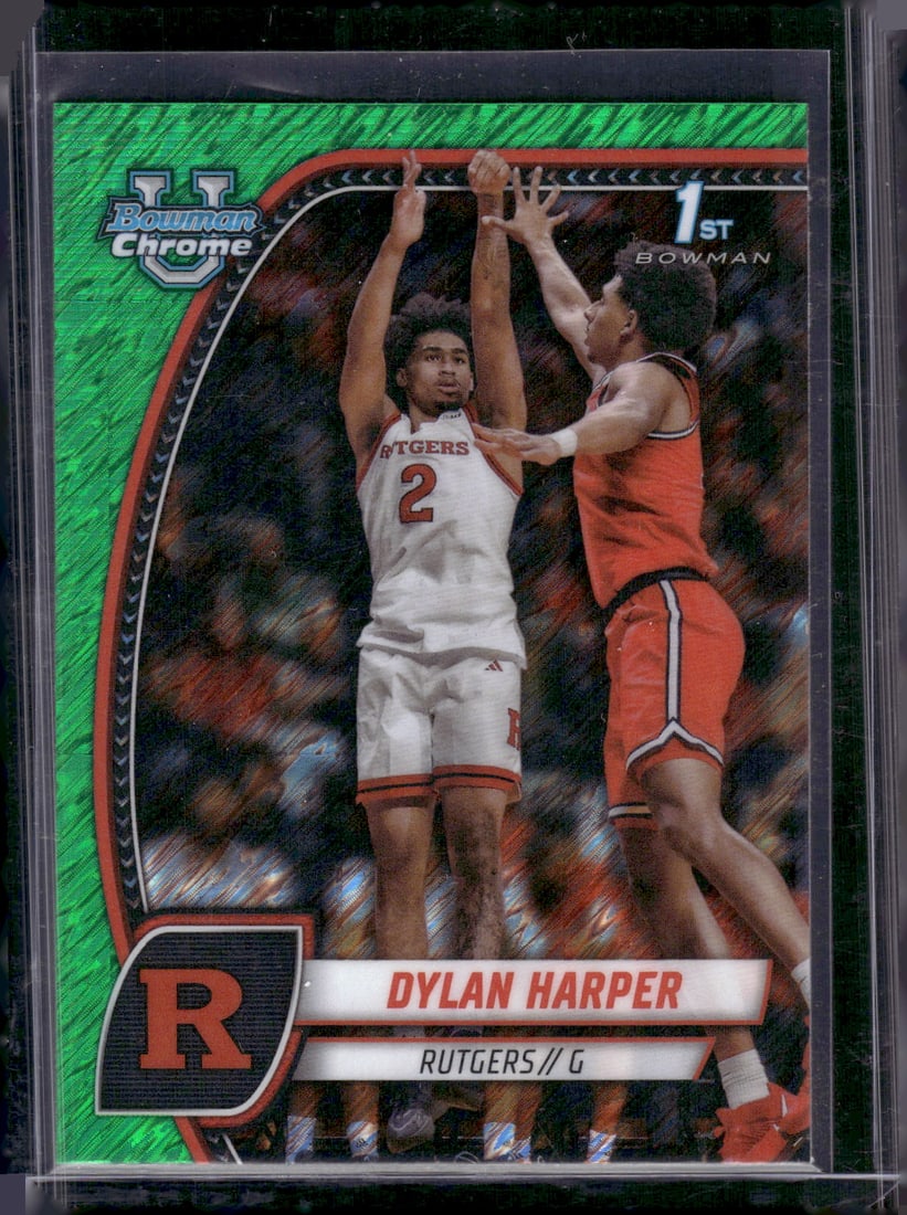 Dylan Harper 1st Bowman Green Shimmer 2024-25 Bowman U Chrome #22 Rutgers, Spurs (1 of 2)