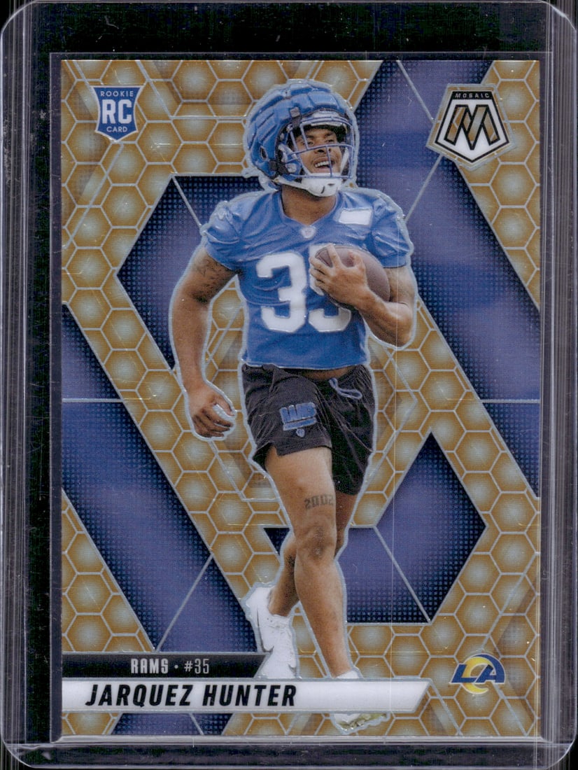 Jarquez Hunter Rookie Card Honeycomb Prizm SSP Case Hit 2025 Mosaic #380 Rams: Panini Select, Prizm, Mosaic, Contenders, Zenith, Phoenix, Illusions, Absolute, Rookie NFL Sports Trading Cards, SP, SSP, Cards, Football Cards for Sale Near Me, Superbowl & Hall of Fame Player Cards,