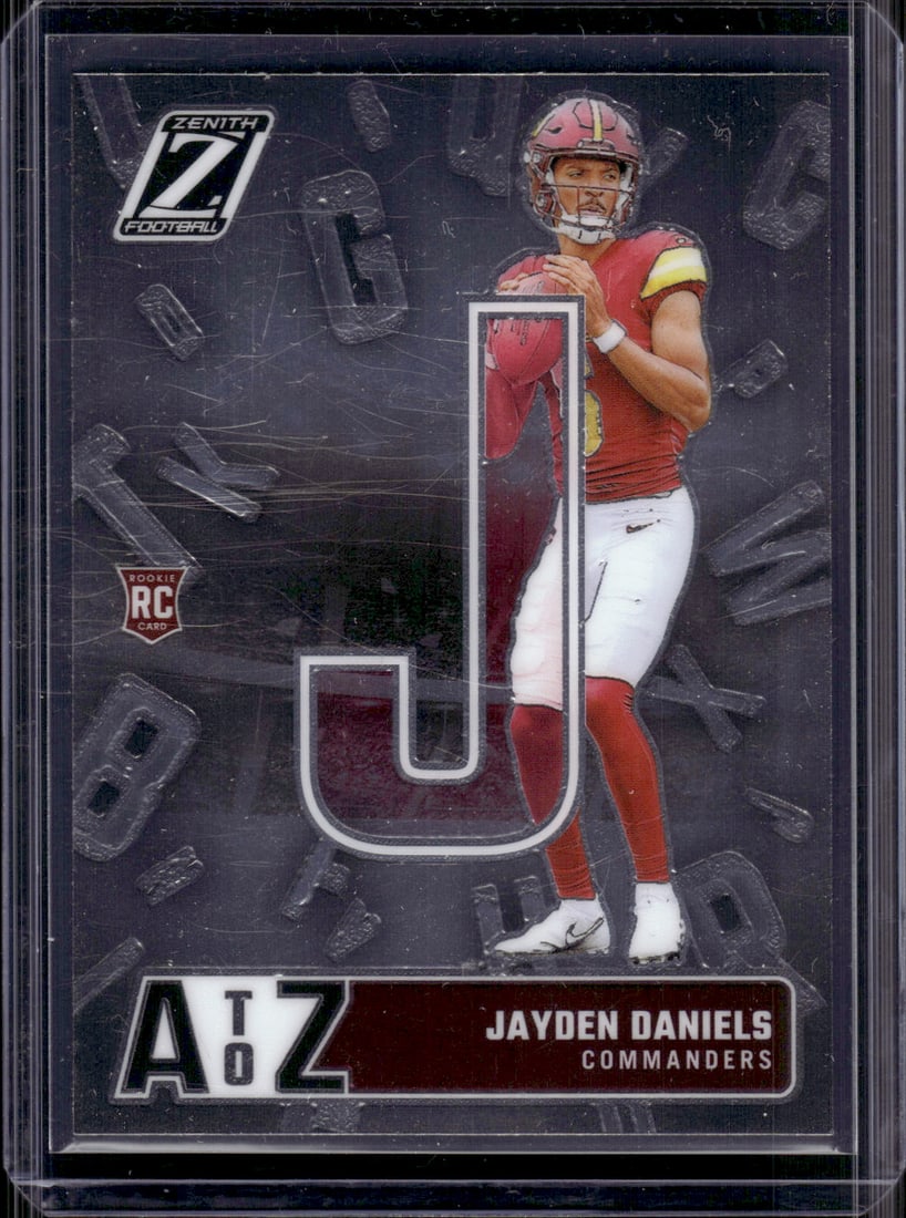 Jayden Daniels Rookie Card A to Z 2024 Panini Zenith #10 Washington Commanders: Panini Select, Prizm, Mosaic, Contenders, Zenith, Phoenix, Illusions, Absolute, Rookie NFL Sports Trading Cards, SP, SSP, Cards, Football Cards for Sale Near Me, Superbowl & Hall of Fame Player Cards,