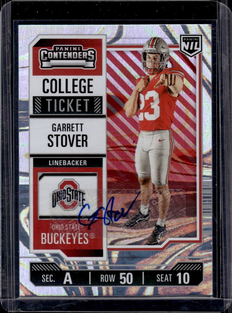 Garrett Stover College Ticket Swirl Auto /199 2024-25 Panini The Ohio State University #10 (1 of 2)