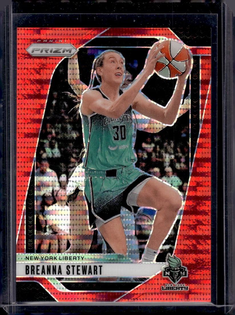 Breanna Stewart Red Pulsar Prizm /299 2024 Panini WNBA Prizm #99 New York Liberty: Panini Select, Prizm, Mosaic, Contenders, Revolution, Phoenix, NBA Hoops, Rookie NFL Sports Trading Cards, Silver, SP, SSP, Wave Prizms, Numbered Cards, Basketball sports Cards for Sale Near Me, NBA C