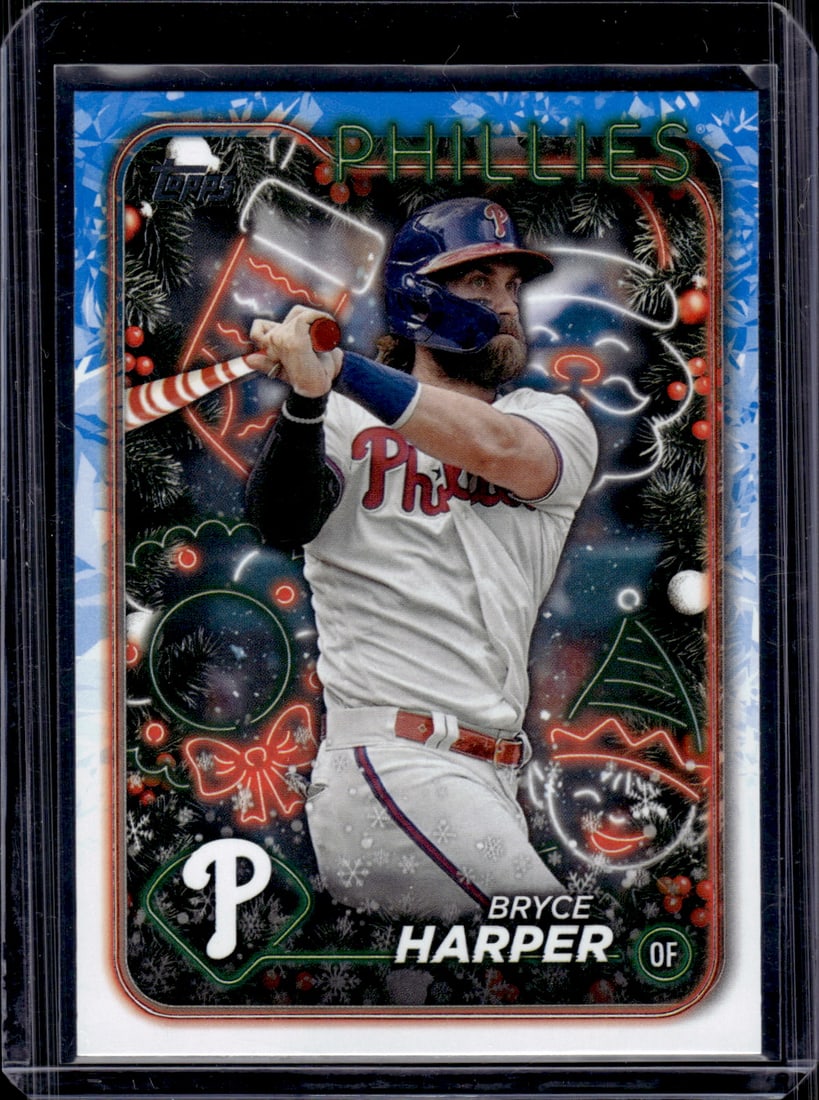 Bryce Harper Candy Cane Bat Variation 2024 Topps Holiday #H179 Phillies (1 of 2)