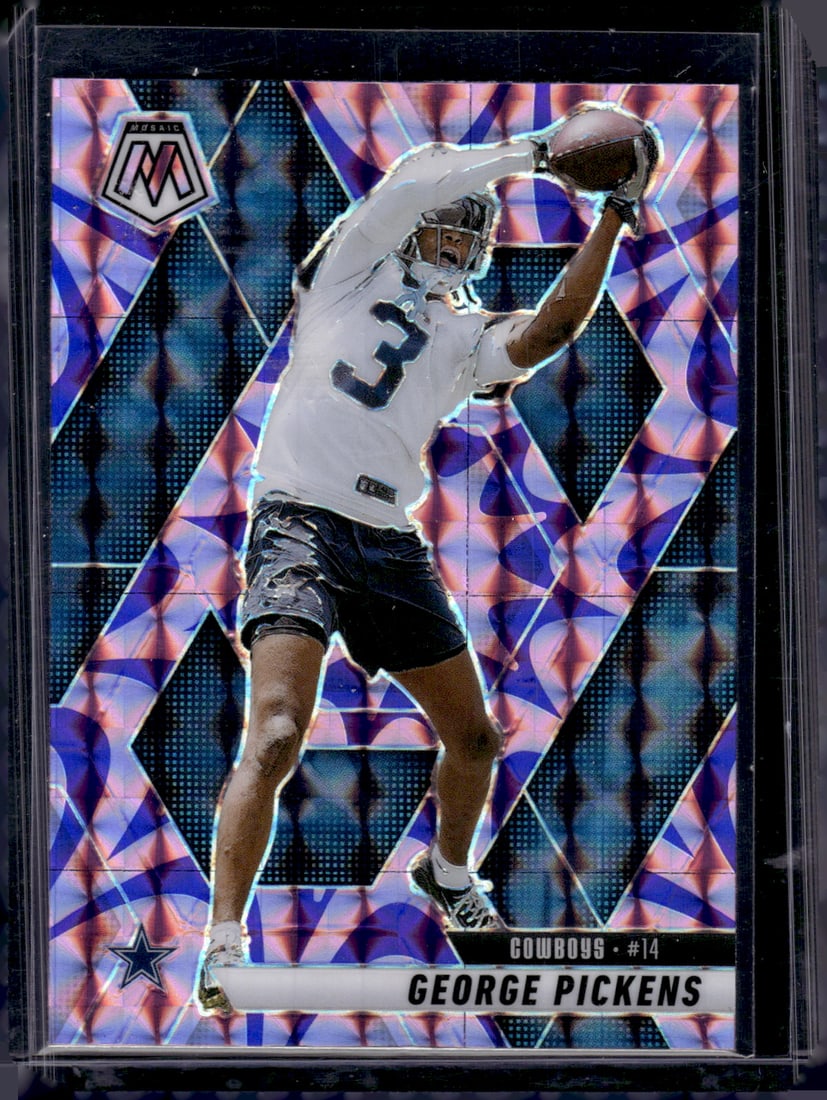 Geroge Pickens Purple Reactive Prizm 2025 Mosaic #109 Dallas Cowboys: Panini Select, Prizm, Mosaic, Contenders, Zenith, Phoenix, Illusions, Absolute, Rookie NFL Sports Trading Cards, SP, SSP, Cards, Football Cards for Sale Near Me, Superbowl & Hall of Fame Player Cards,