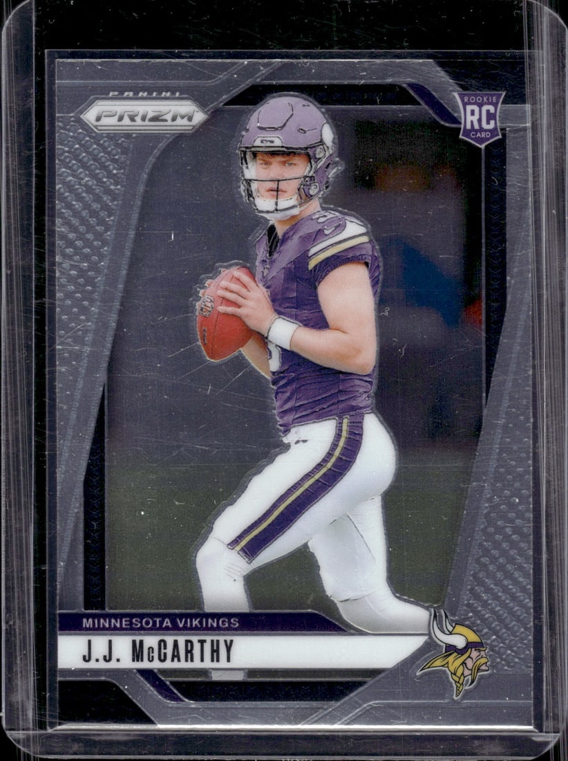 JJ McCarthy Rookie Card 2024 Panini Prizm #400 Minnesota Vikings: Panini Select, Prizm, Mosaic, Contenders, Zenith, Phoenix, Illusions, Absolute, Rookie NFL Sports Trading Cards, SP, SSP, Cards, Football Cards for Sale Near Me, Superbowl & Hall of Fame Player Cards,