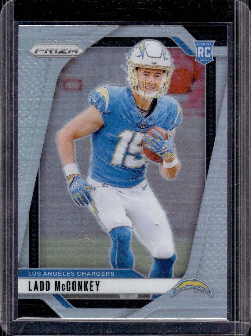 Ladd McConkey Rookie Card Silver Prizm 2024 Panini Prizm #365 Los Angeles Chargers: Panini Select, Prizm, Mosaic, Contenders, Zenith, Phoenix, Illusions, Absolute, Rookie NFL Sports Trading Cards, SP, SSP, Cards, Football Cards for Sale Near Me, Superbowl & Hall of Fame Player Cards,