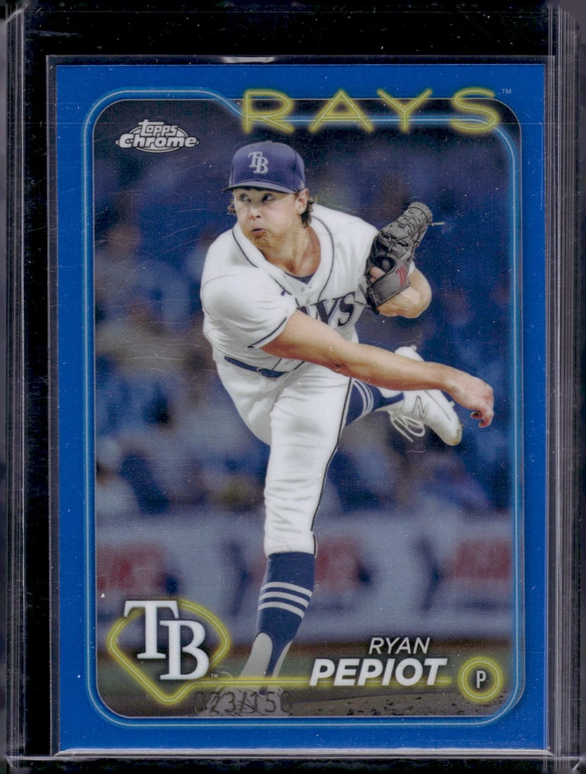 Ryan Pepiot Blue Refractor /150 2024 Topps Chrome #128 Tampa Bay Rays: Topps Baseball MLB Trading & Sports Cards, Sports Cards for Sale Near Me, World Series & Hall of Fame Players Memorabilia, Refractors, X-Fractors, Numbered, SP, SSP, Valuable Auction Memorabilia Lots 