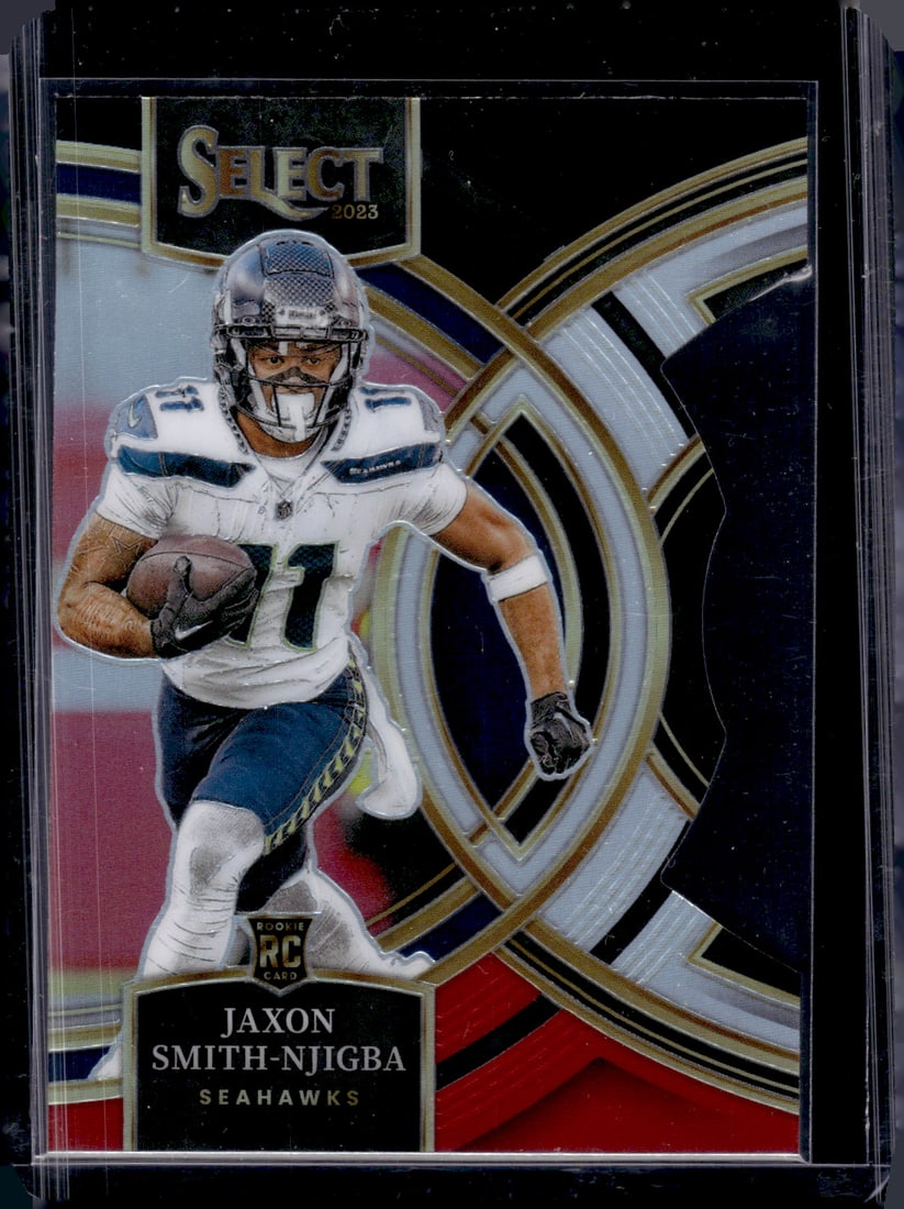 Jaxon Smith-Njigba Rookie Card Black/Red Prizm Die Cut 2023 Select #174 Seahawks: Panini Select, Prizm, Mosaic, Contenders, Zenith, Phoenix, Illusions, Absolute, Rookie NFL Sports Trading Cards, SP, SSP, Cards, Football Cards for Sale Near Me, Superbowl & Hall of Fame Player Cards,
