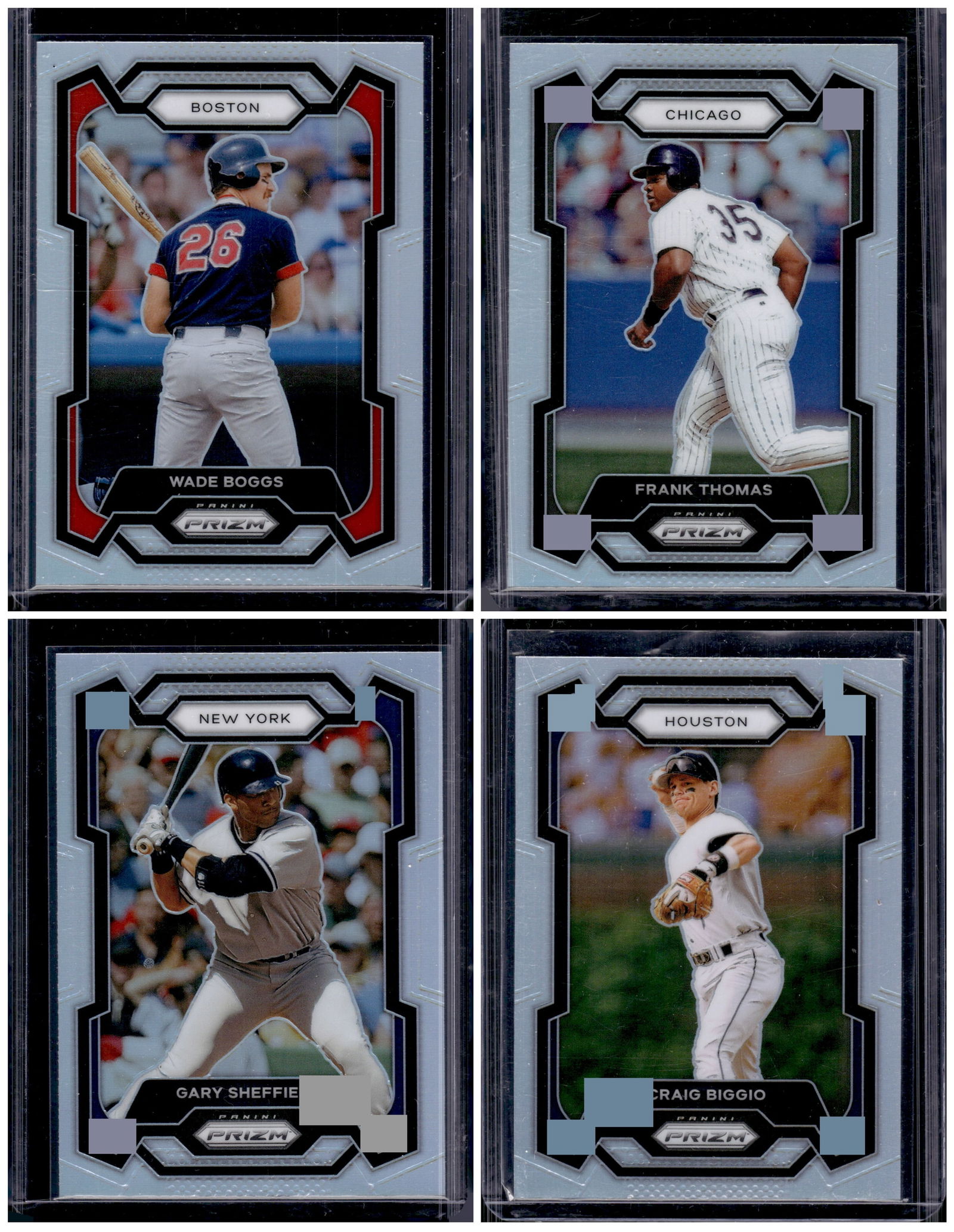 Lot of 4 2024 Prizm Baseball Silver Prizms. Wade Boggs, Frank Thomas, Sheffield, Biggio (1 of 2)