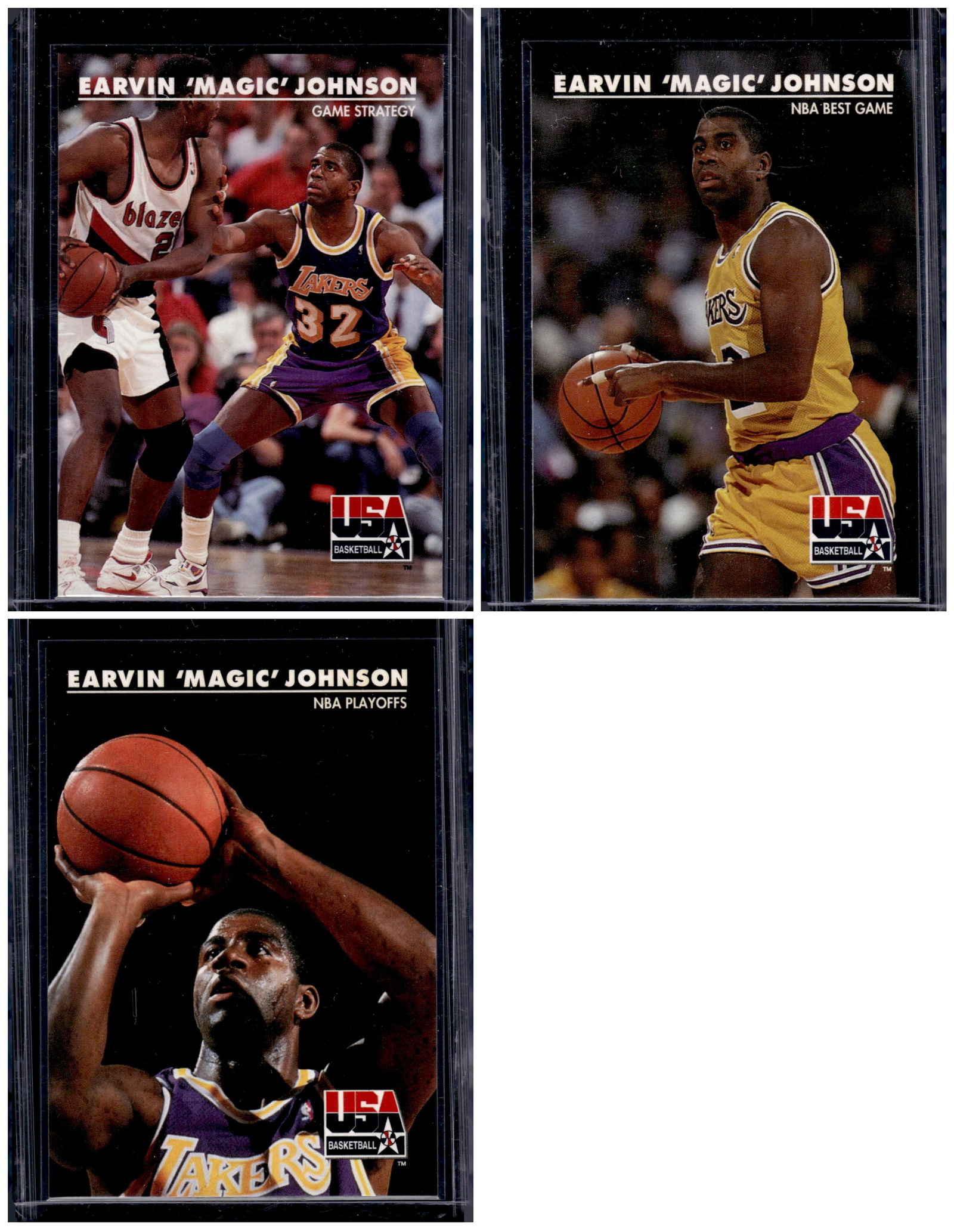 Lot of 3 Magic Johnson 1992-93 Skybox USA Basketball. All Different, Lakers (1 of 2)