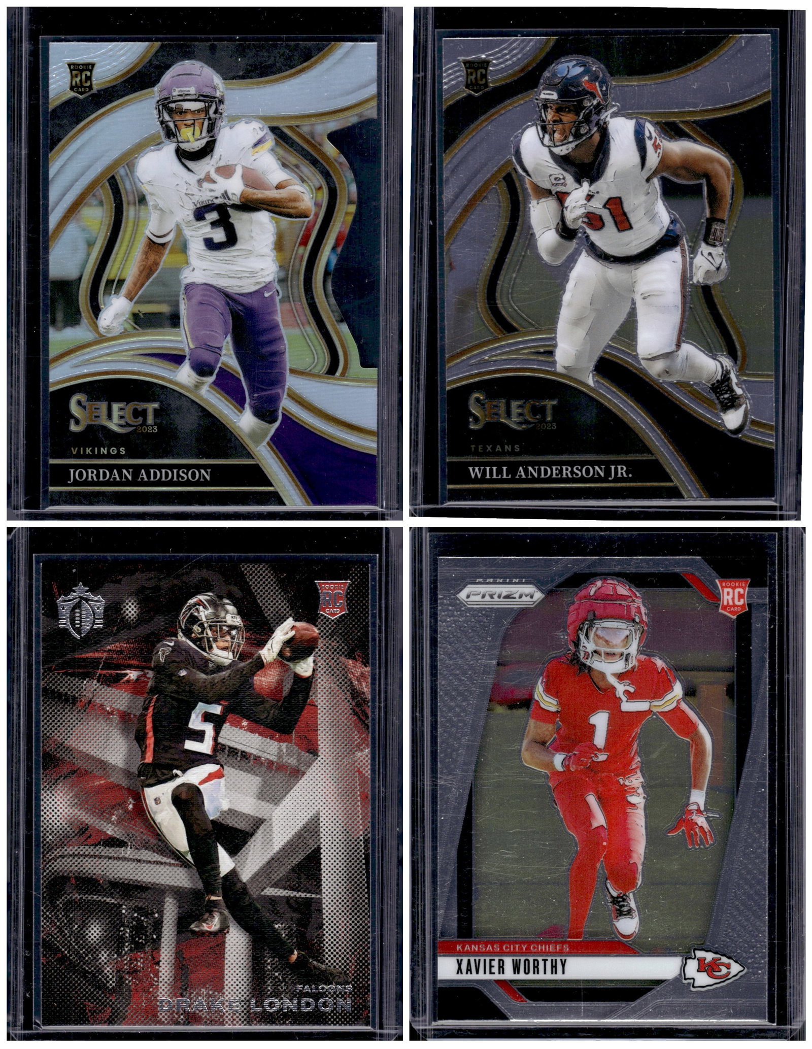 Lot of 4 NFL Rookie Cards. Addison Silver Die Cut, Anderson Jr., London, Worthy (1 of 2)
