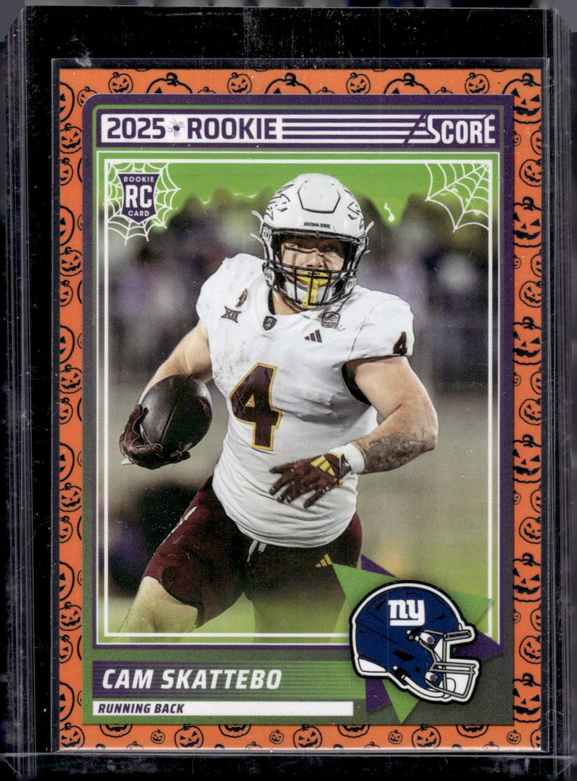 Cam Skattebo Rookie Card 2025 Panini Score A Treat #1 ASU, Giants: Panini Select, Prizm, Mosaic, Contenders, Zenith, Phoenix, Illusions, Absolute, Rookie NFL Sports Trading Cards, SP, SSP, Cards, Football Cards for Sale Near Me, Superbowl & Hall of Fame Player Cards,