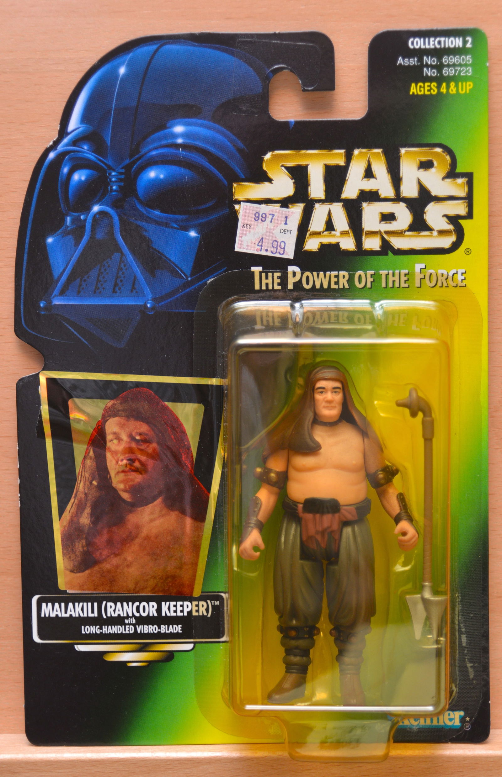 1997 Star Wars "The Power of the Force" Collection 3: Malakili (Rancore Keeper) by Kenner Action: New in Box/Carded - 1997 Star Wars "The Power of the Force" Collecton 3: Malakili (Rancor Keeper) by Kenner Action Figure with Accessories (Long-Handled Vibro-Blade). Luke Skywalker, Han Solo, Darth V