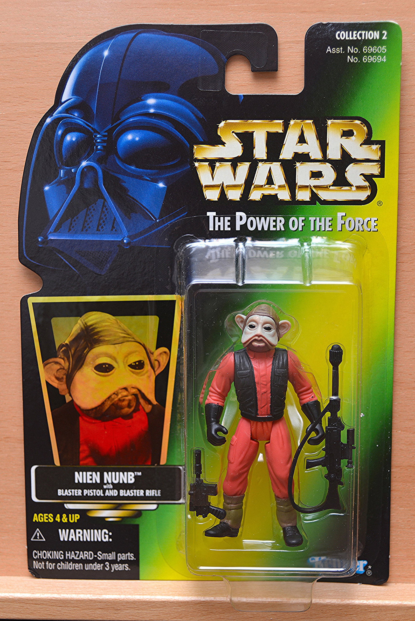 1997 Star Wars "The Power of the Force" Collection 2: Nien Nunb by Kenner Action Figure: New in Box/Carded - 1997 Star Wars "The Power of the Force" Collection 2: Nien Nunb by Kenner Action Figure with Accessories (Blaster Pistol and Blaster Rifle). Luke Skywalker, Han Solo, Darth Vader, 
