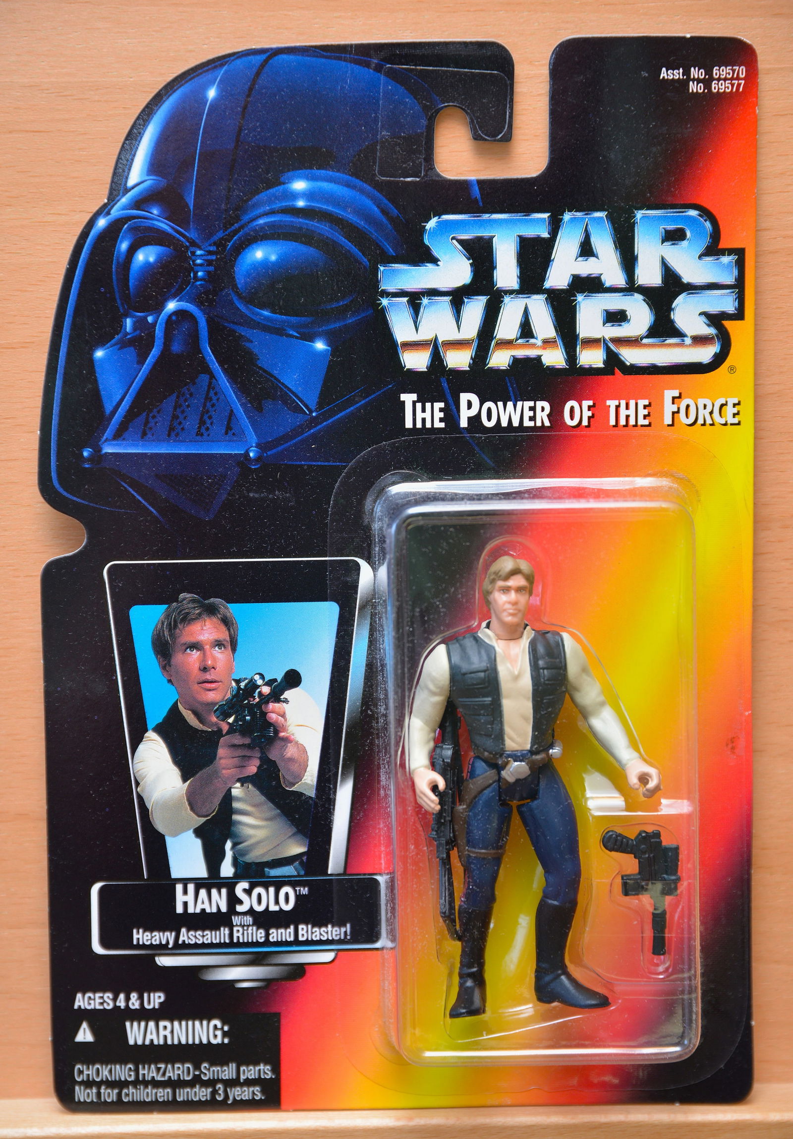 1995 Star Wars "The Power of the Force" Han Solo w Heavy Assault Rifle & Blaster by Kenner Action: Luke Skywalker, Han Solo, Darth Vader, George Lucas, A New Hope, Millenium Falcon, Death Star, Princess Leia, Obi Wan Kenobi, R2-D2, Chewbacca. New In Box/Carded NIB Star Wars Vintage Figures. Collect