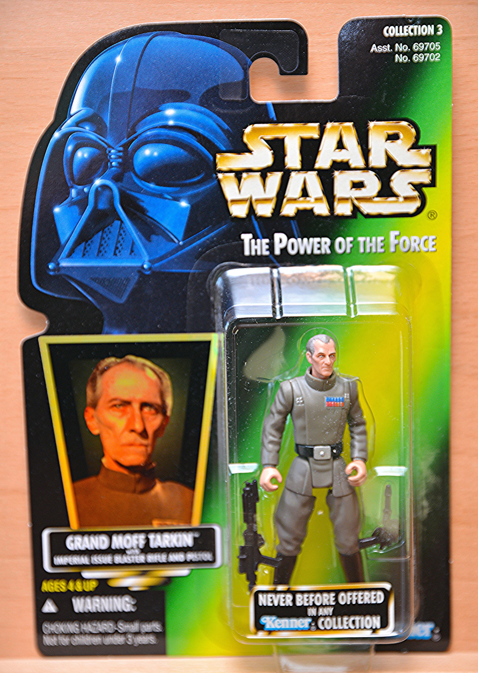 1996 Star Wars "The Power of the Force" Collection 3: Grand Moff Tarkin w Rifle & Pistol Kenner: Luke Skywalker, Han Solo, Darth Vader, George Lucas, A New Hope, Millenium Falcon, Death Star, Princess Leia, Obi Wan Kenobi, R2-D2, Chewbacca. New In Box/Carded NIB Star Wars Vintage Figures. Collect