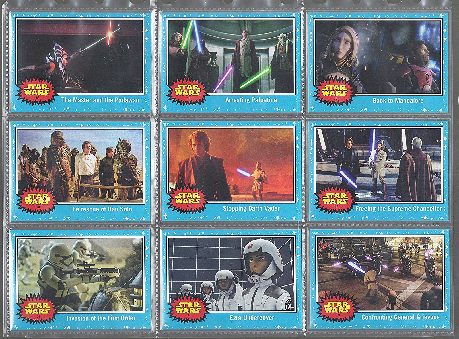 9 - 2017 Topps Star Wars Journey to the Last Jedi Card #56 thru Card #62, & #70, #71 Blue Border (1 of 2)
