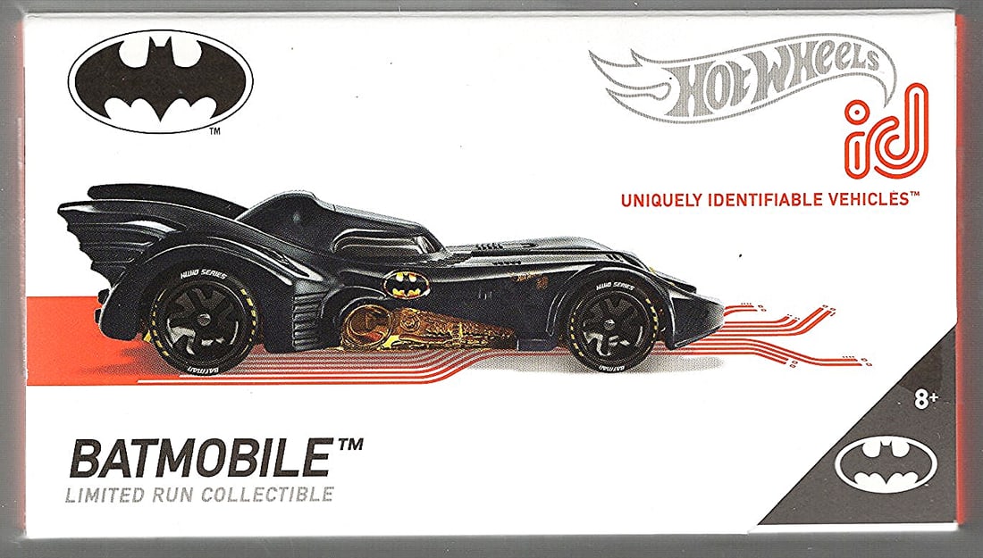 2018 Hot Wheels Bat-Man Batmobile Die-Cast Toy Car with Hot Wheels ID #136 DC Comics Super Hero (1 of 2)