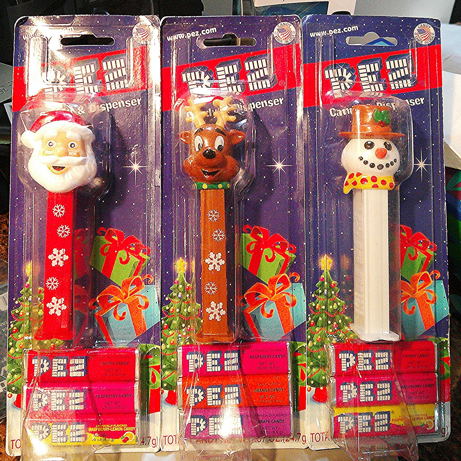 3 - 2010 Christmas Theme Pez Dispensers with Candy Holiday Collection: Santa Claus, Reindeer, & (1 of 1)