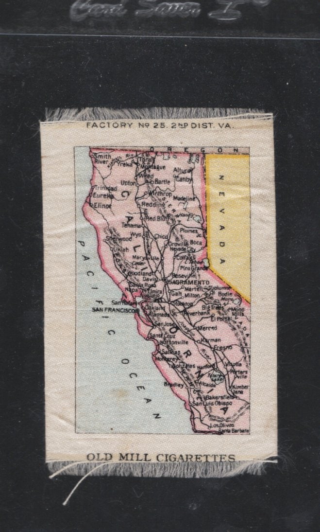 Silk From Old Mill Cigarette Pack Circa 1910 Factory No. 25 2nd District Virginia California Map (1 of 1)