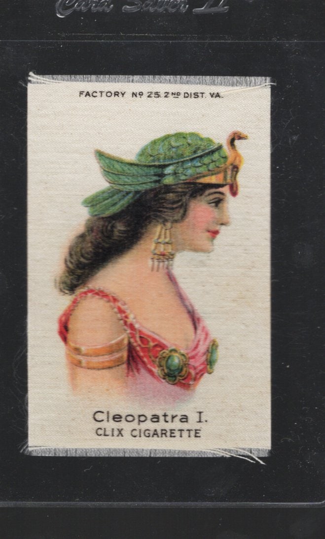 Silk From Clix Cigarette Pack Circa 1910 Factory No. 25 2nd District Virginia Cleopatra I: Pop Culture Vintage Trading Cards, Collectibles for sale on the Internet, Online Auctions, Role Playing Fantasy Dystopian Near Future Trading Card Game