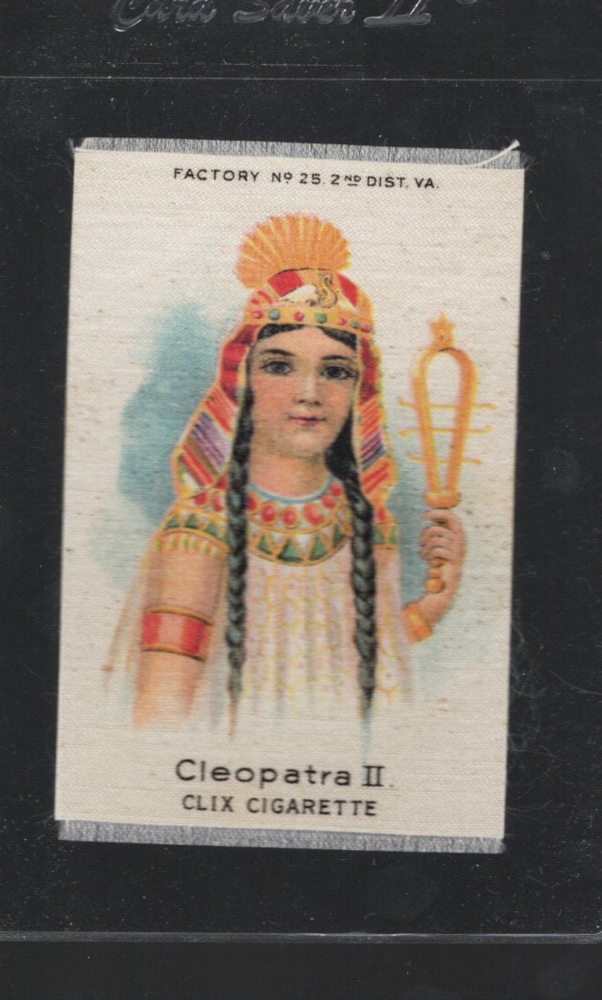 Silk From Clix Cigarette Pack Circa 1910 Factory No. 25 2nd District Virginia Cleopatra II: Pop Culture Vintage Trading Cards, Collectibles for sale on the Internet, Online Auctions, Role Playing Fantasy Dystopian Near Future Trading Card Game