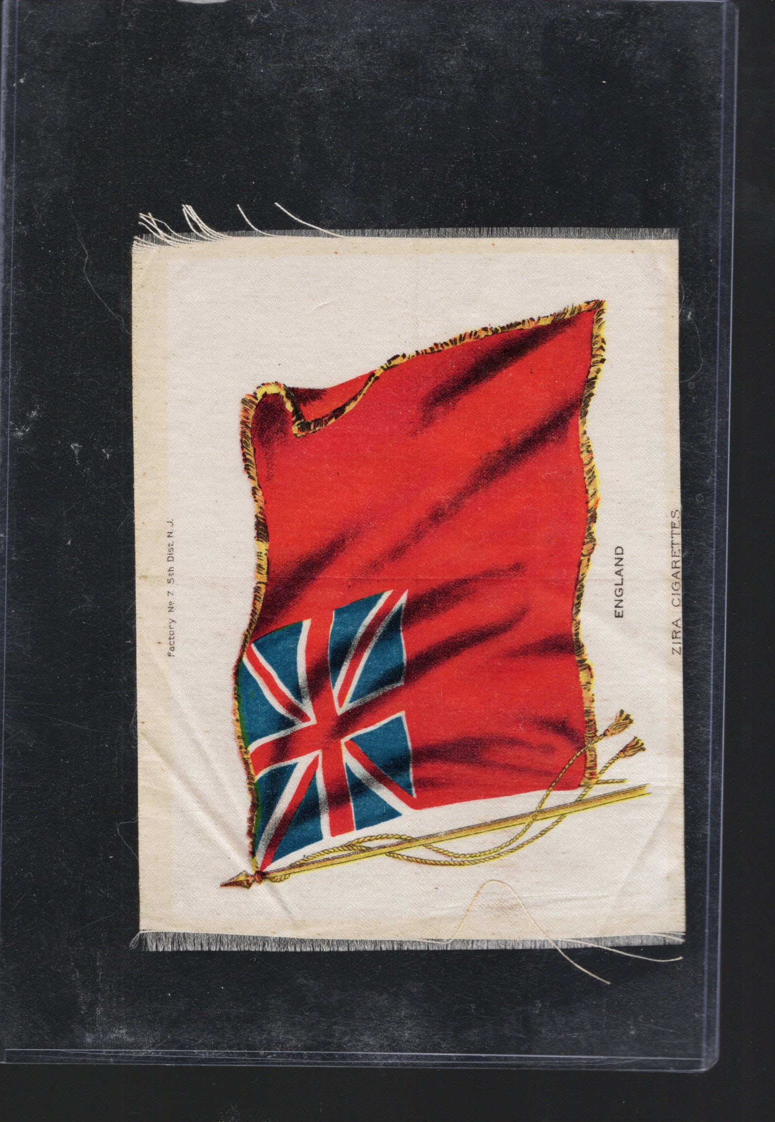 Silk From Zira Cigarette Pack Circa 1910 Factory No. 7 5th District New Jersey England Flag (1 of 1)
