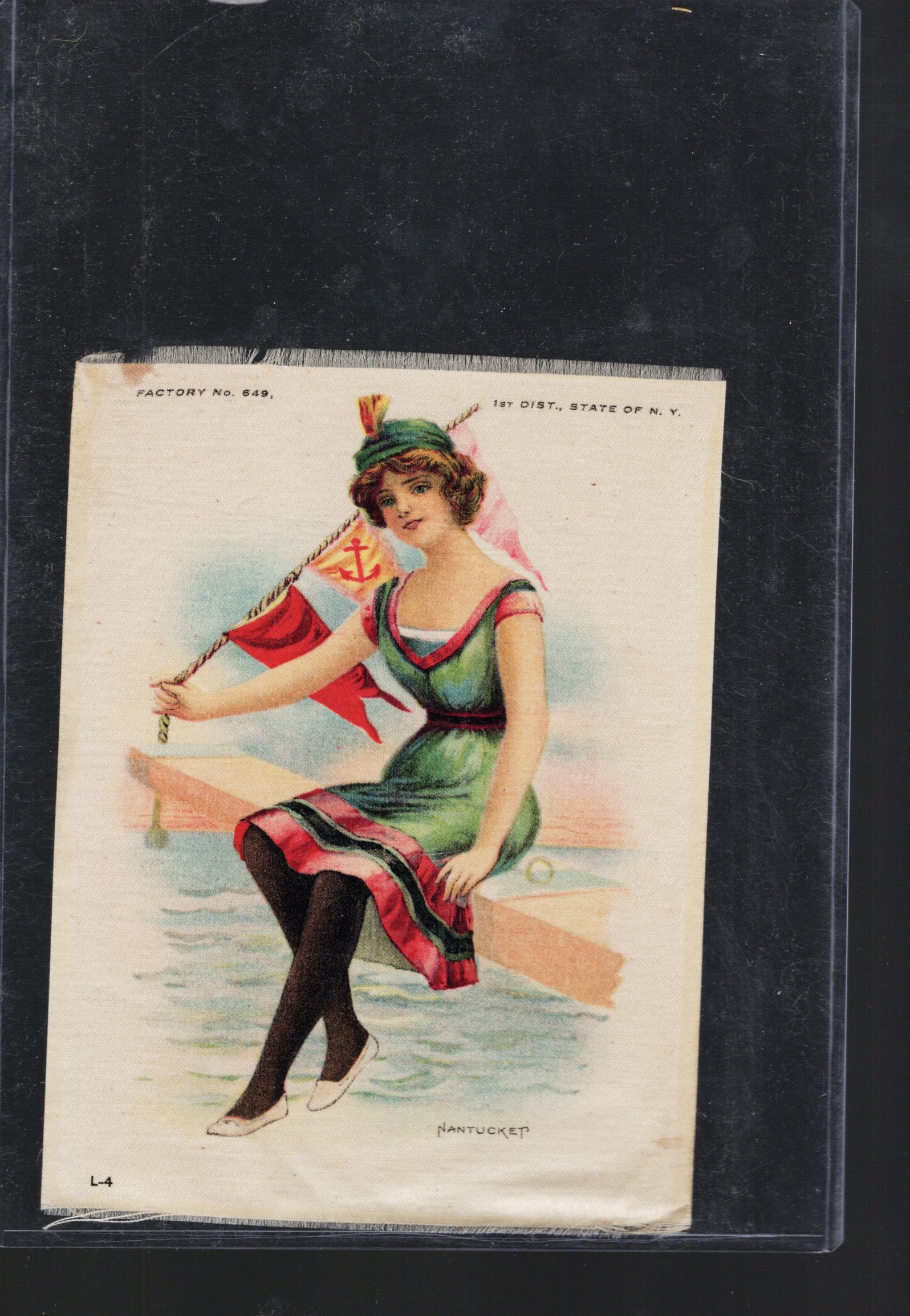 Silk From Cigarette Pack Circa 1910 Factory No. 649 1st District New York Nantucket: Pop Culture Vintage Trading Cards, Collectibles for sale on the Internet, Online Auctions, Role Playing Fantasy Dystopian Near Future Trading Card Game