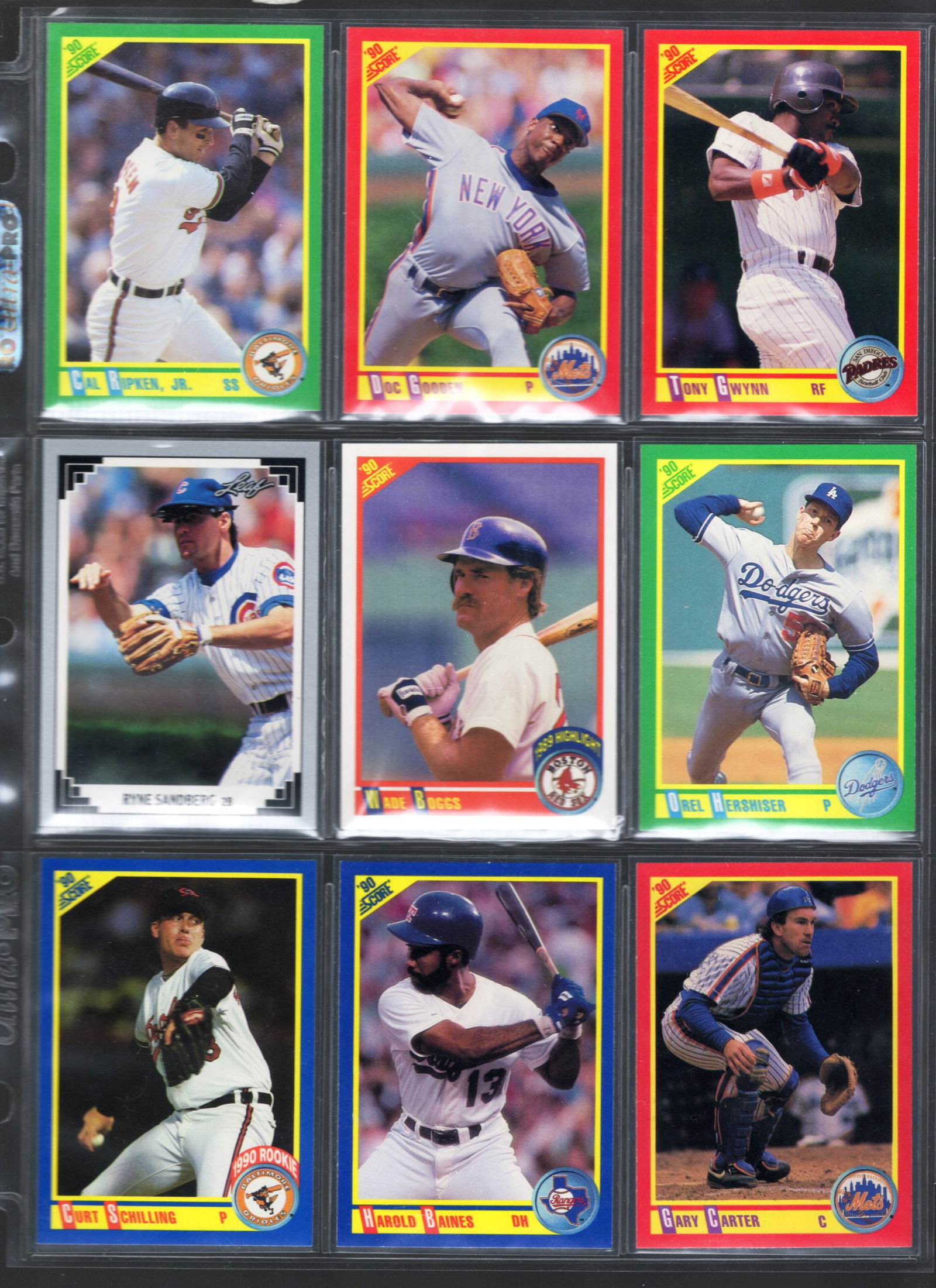 9 - Vintage Topps, Score, & Leaf MLB Trading Cards, All Stars and Hall of Famers; Cal Ripken, Wade (1 of 2)