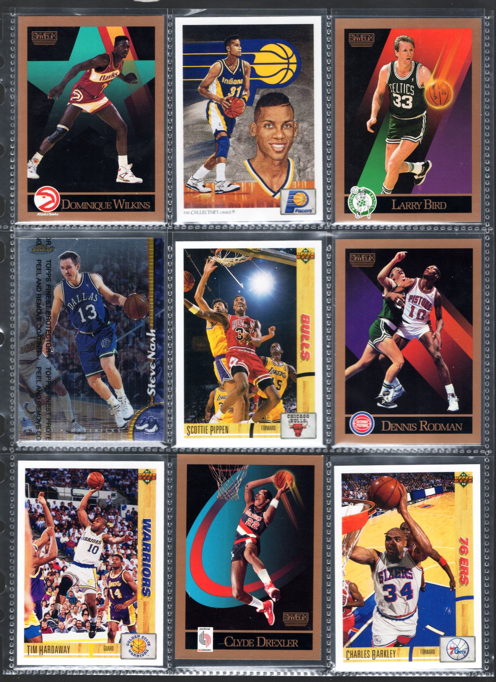 9 - Vintage Topps, Skybox & Upper Deck NBA Trading Cards: Clyde Drexler, Larry Bird, Charles Barkley (1 of 2)