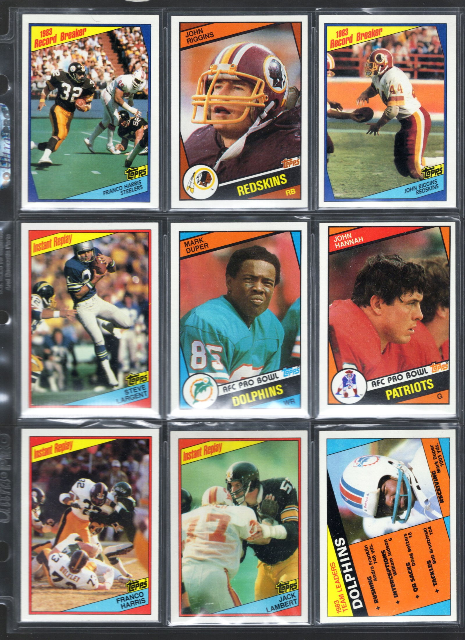 9 - Vintage Topps NFL Trading Cards, All Stars & Hall of Famers; Franco Harris, Jack Lambert, John (1 of 2)