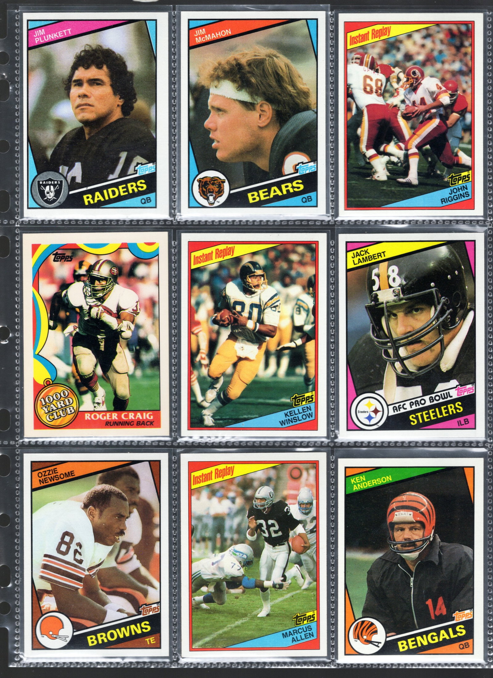 9 - Vintage Topps NFL Trading Cards, All Stars & Hall of Famers; Marcus Allen, Ozzie Newsome, Roger: Topps Football NFL Trading Sports Cards, Sports Cards for Sale Near Me, Super Bowl & Hall of Fame Player Cards, Resurgence, Composite, SP, SSP, Valuable Auction Memorabilia Lots For Sale On Line