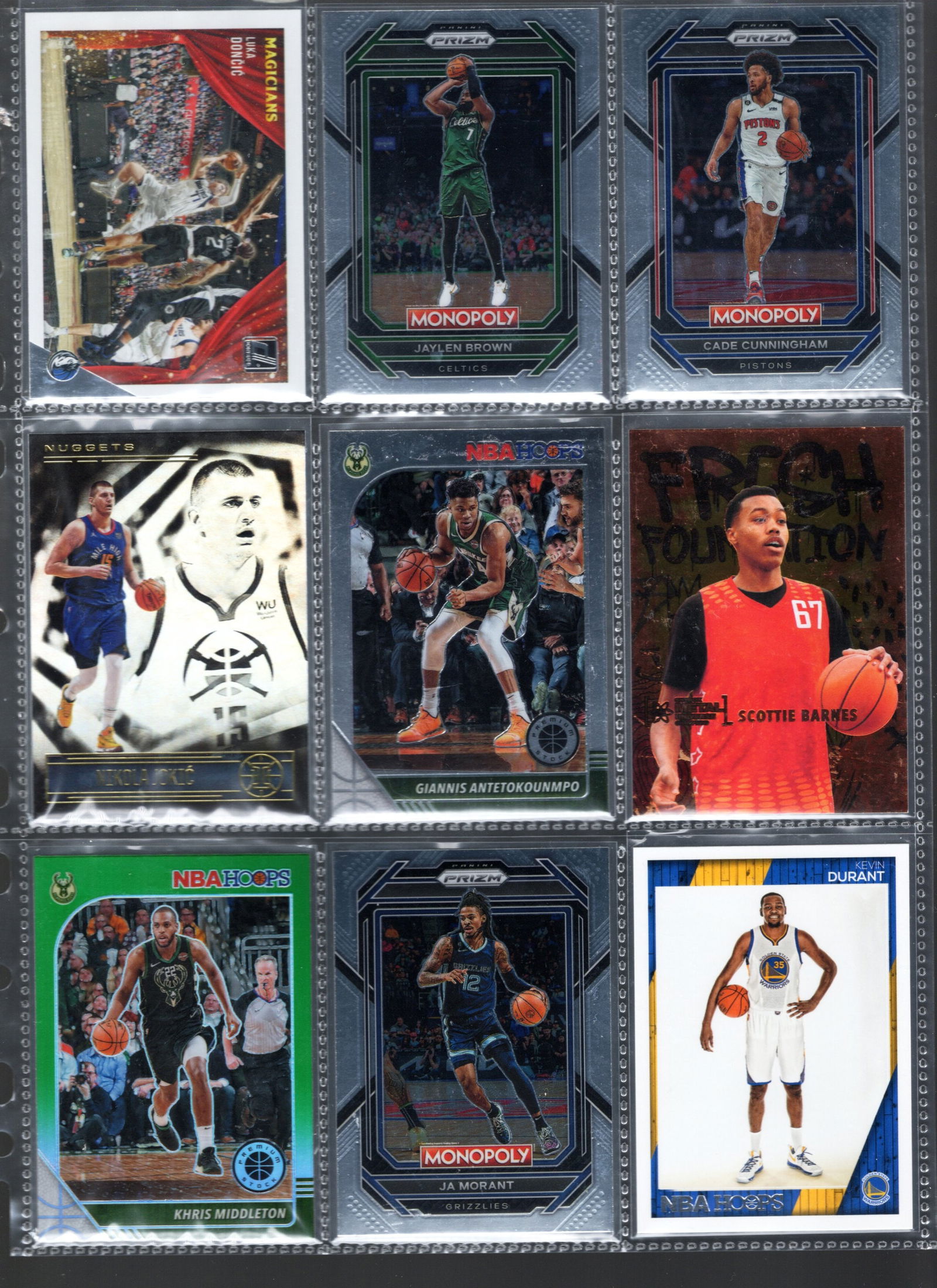 9 - Panini NBA Trading Cards, Luka Doncic, Jaylen Brown, Nikola Jokic, Cade Cunningham (1 of 2)