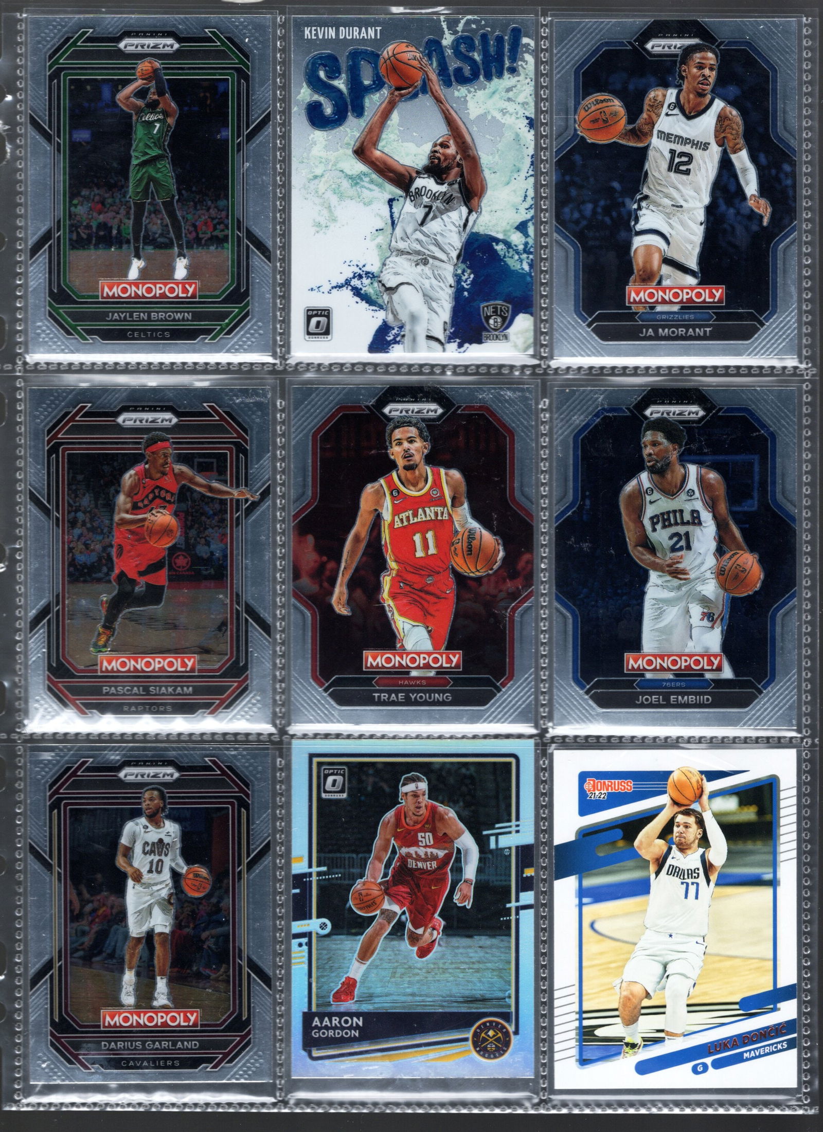 9 - Panini NBA Trading Cards, Luka Doncic, Jaylen Brown, Nikola Jokic, Ja Morant, Trae Young, Kevin (1 of 2)