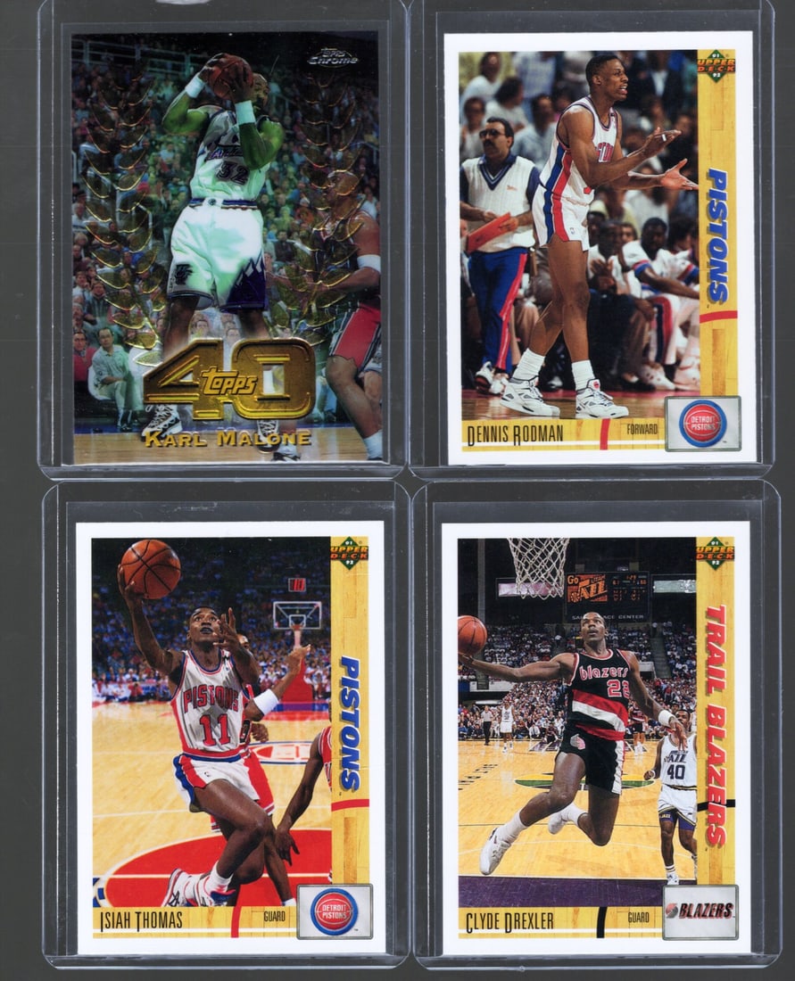 4 - 1990's NBA Trading Cards, Topps Chrome Upper Deck,  All Stars & Hall of Famers: Malone, Rodman, (1 of 2)