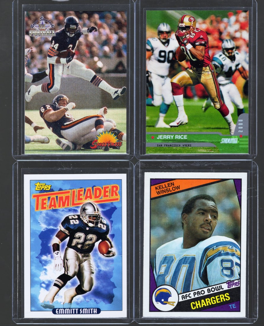4 - 1980's -2000's Topps & Ted Williams NFL Trading Cards, Stars & Hall of Famers: Payton, Rice, (1 of 2)