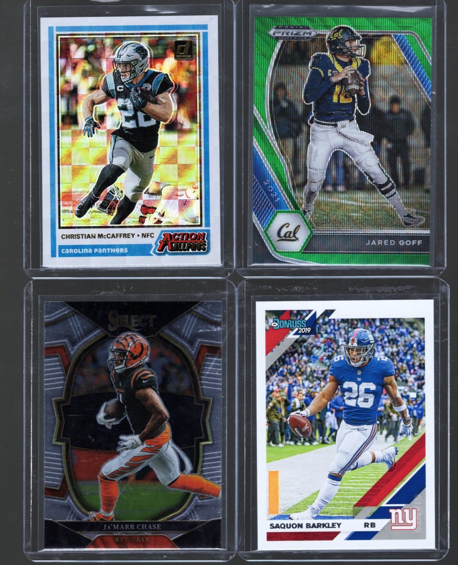 4 - 2020's Panini & Donruss NFL Trading Cards, Stars: McCaffrey, Goff, Chase, Barkley: Panini Select, Prizm, Mosaic, Contenders, Zenith, Phoenix, Illusions, Absolute, Rookie NFL Sports Trading Cards, SP, SSP, Cards, Football Cards for Sale Near Me, Superbowl & Hall of Fame Player Cards,