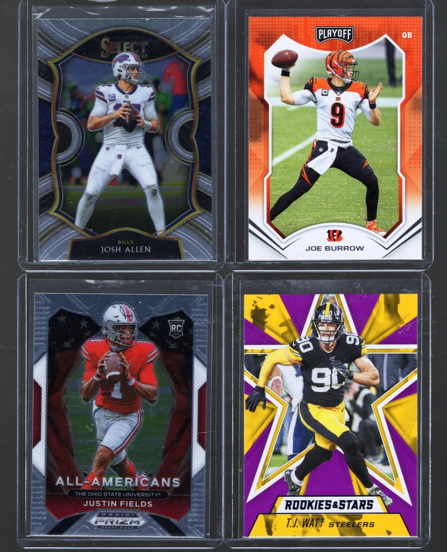 4 - 2020's Panini NFL Trading Cards, Stars: Allen, Burrow, Fields, Watt: Panini Select, Prizm, Mosaic, Contenders, Zenith, Phoenix, Illusions, Absolute, Rookie NFL Sports Trading Cards, SP, SSP, Cards, Football Cards for Sale Near Me, Superbowl & Hall of Fame Player Cards,