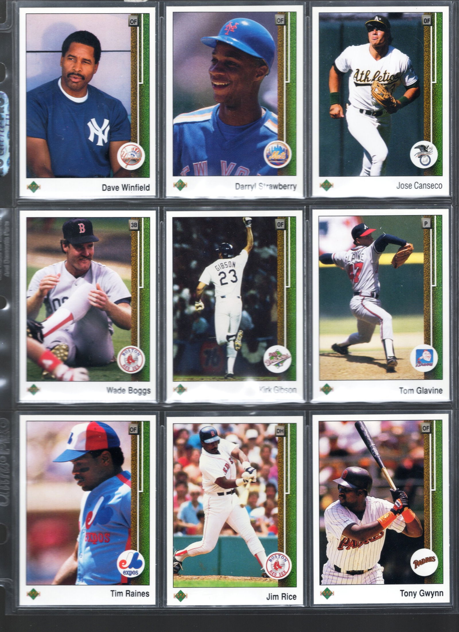 9 - 1989 Upper Deck MLB Trading Cards, All Stars & Hall of Famers: Winfield, Canseco, Rice, Boggs, (1 of 2)
